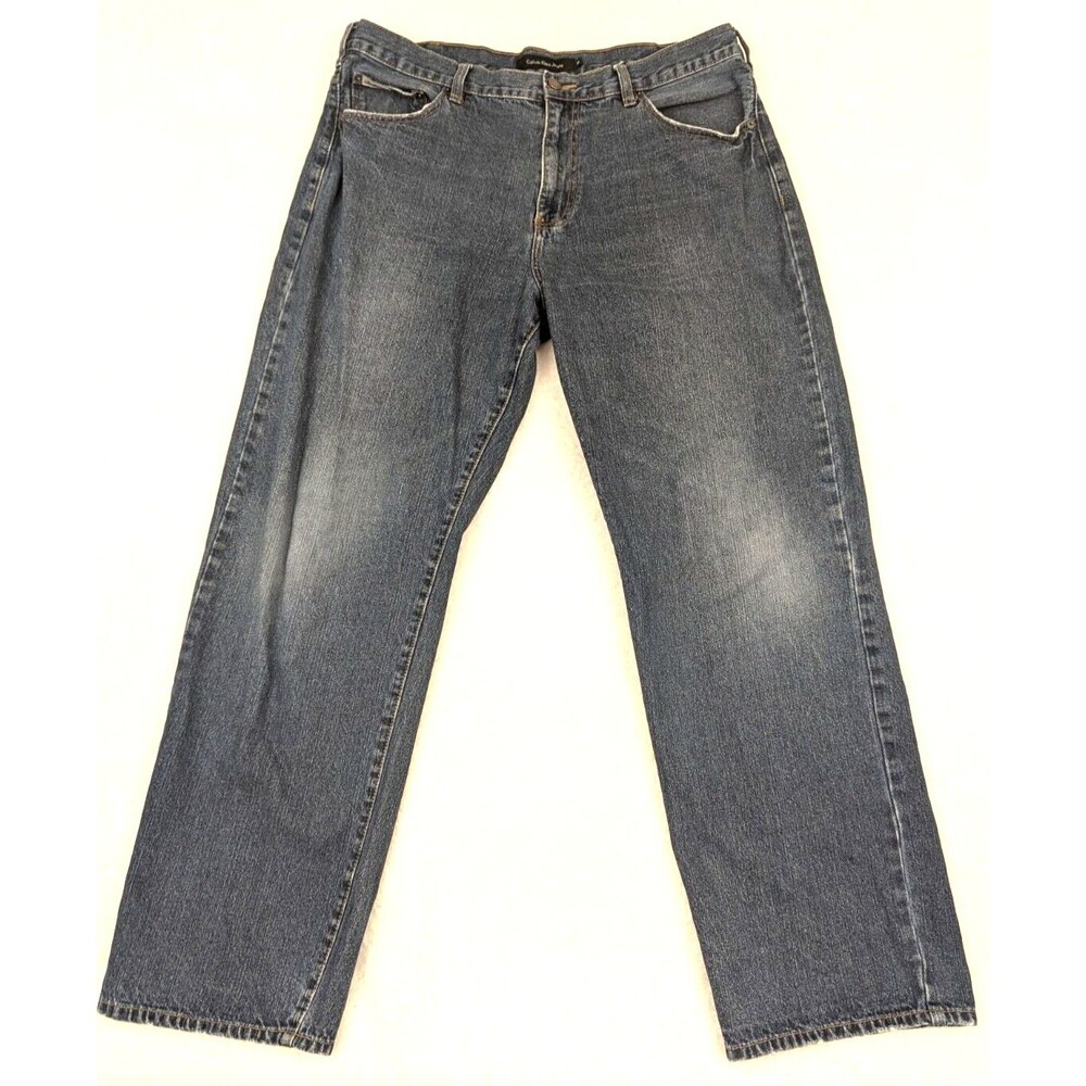 Calvin Klein Mens Jeans 38 Waist (38x30) Straight Dark Wash Denim